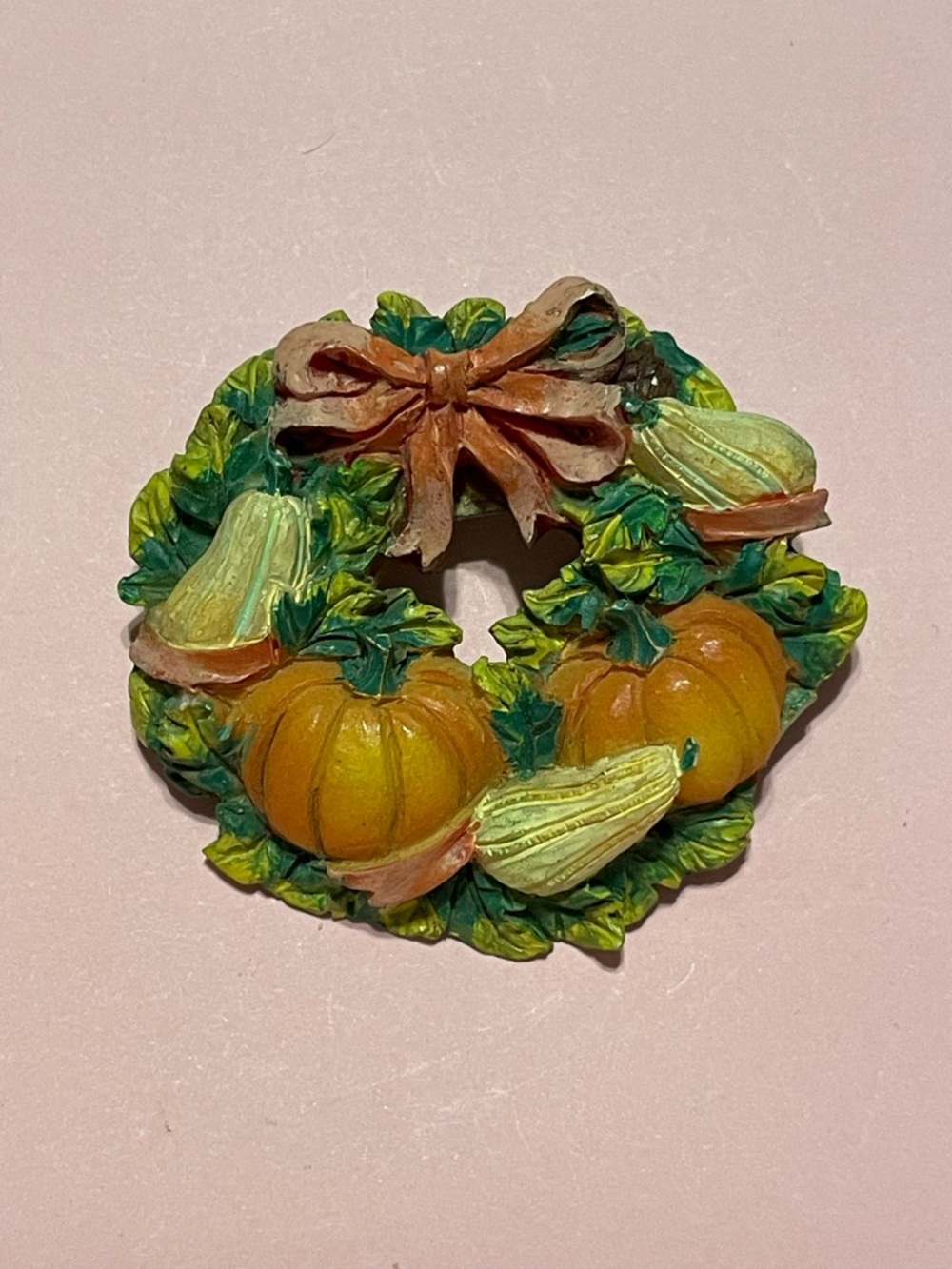 Vintage Pumpkin Wreath Brooch #9644